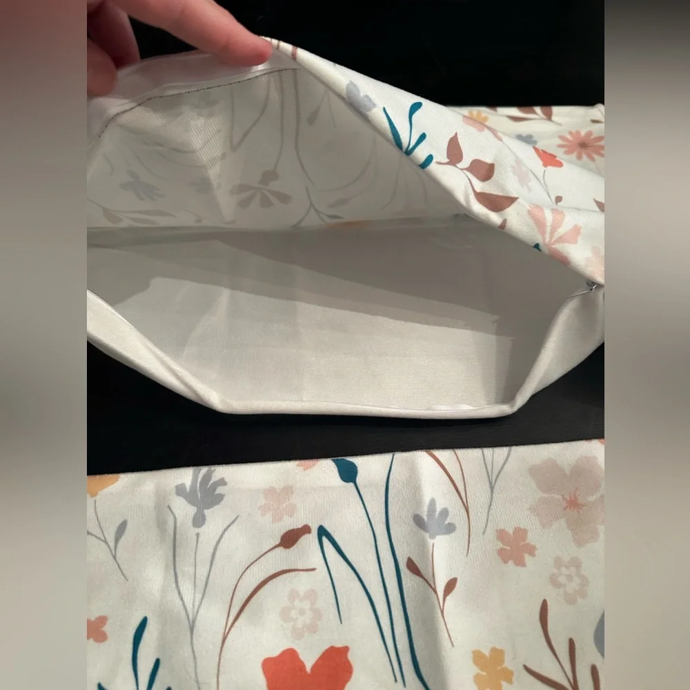 Floral Fall Set Oblong Rectangle Pillow Covers Cases 12x20  Neutral Floral